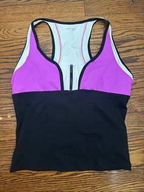 Bebe Sport zip up workout tank top with built-in bra